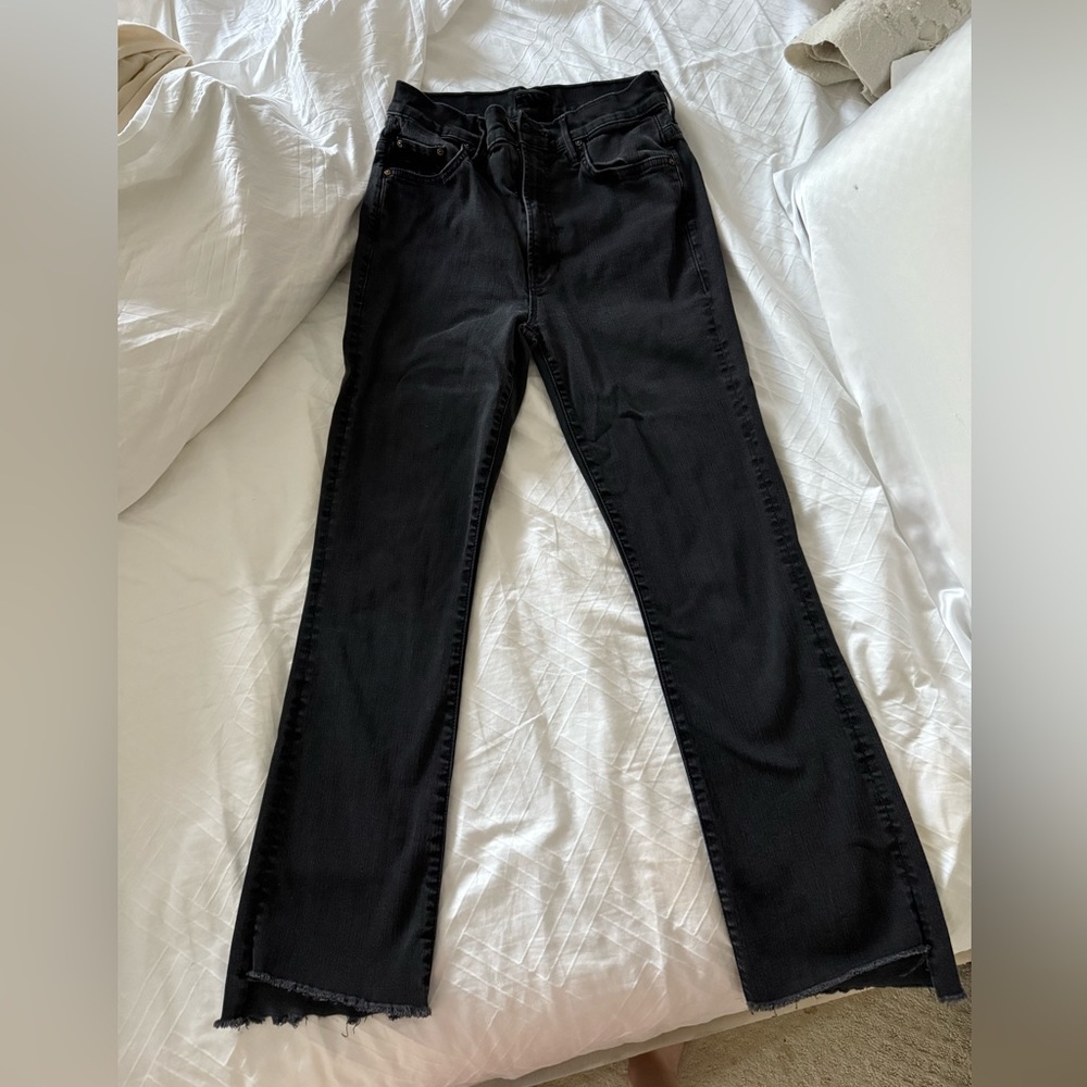 MOTHER Black Straight Leg Denim Jeans